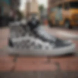 Close-up of Vans Checkered Hi shoes to showcase iconic design