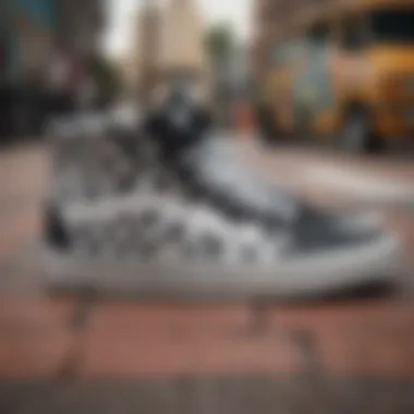 Close-up of Vans Checkered Hi shoes to showcase iconic design