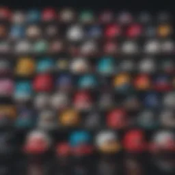 A vibrant display of funny snapback hats showcasing various humorous designs.