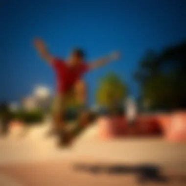 Action Shot: Skateboarding in adidas Style Skateboarder performing tricks while wearing an adidas jersey