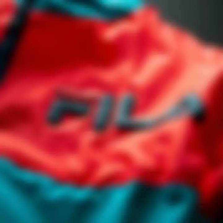 Close-up of the fabric texture of a Fila windbreaker