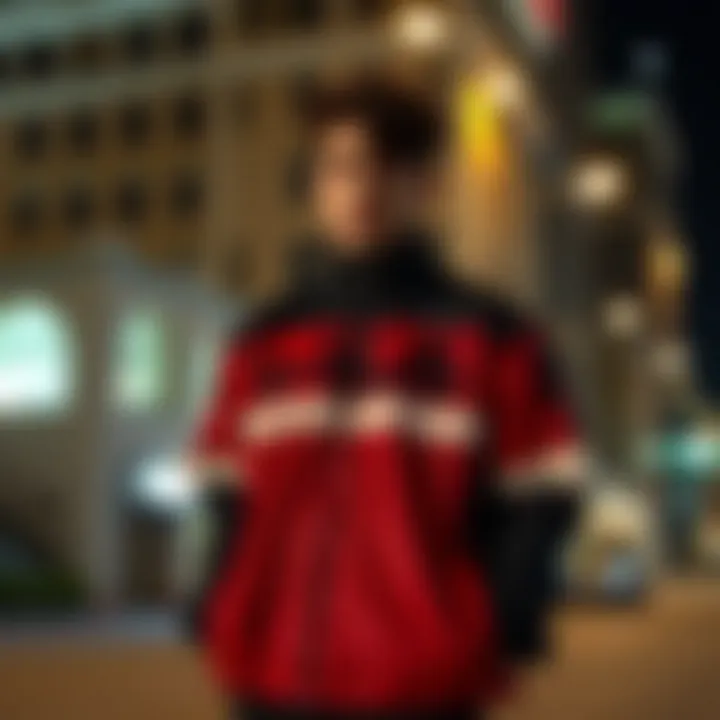 Modern styling of a Fila windbreaker in a fashion context