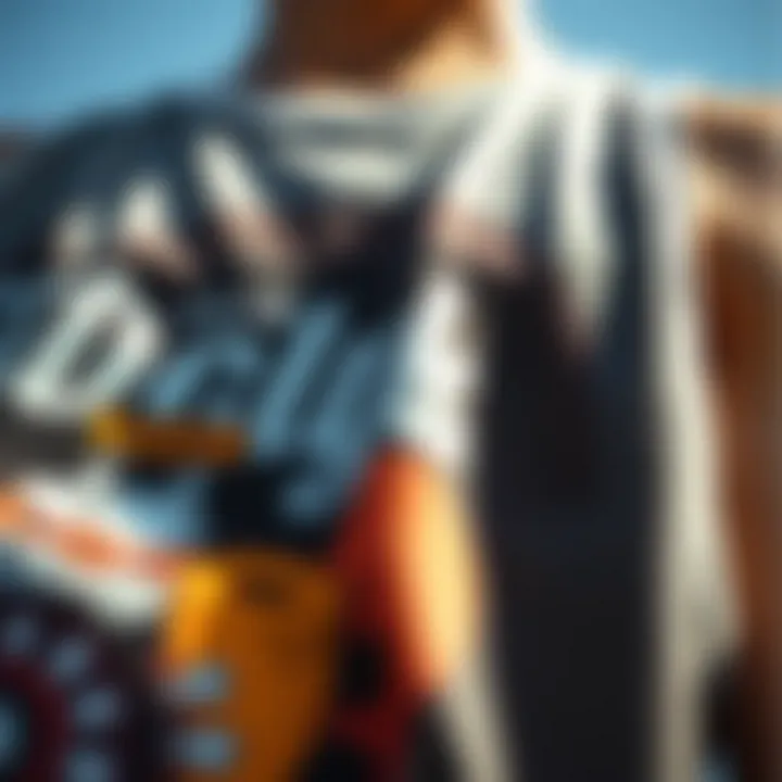 Close-up of design elements on a graphic cropped tank top