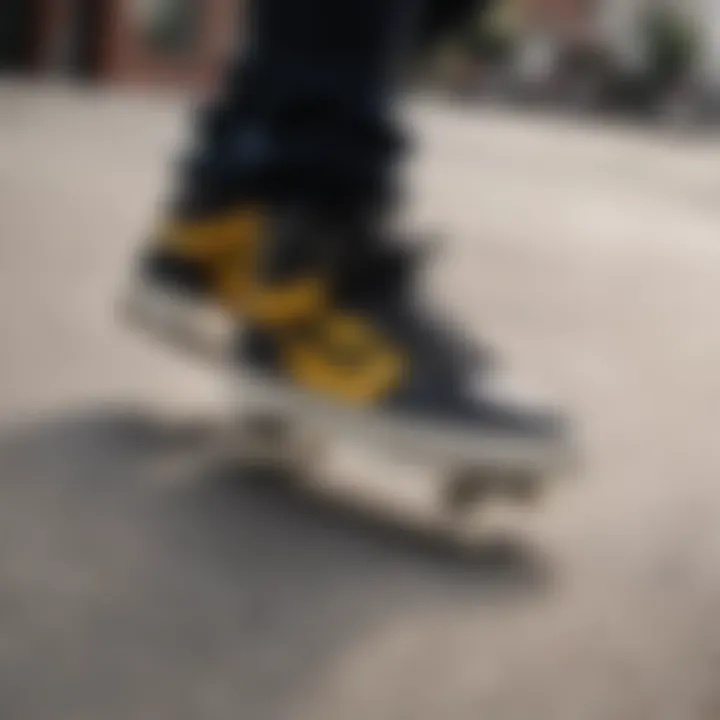 Close-up of footwear designed for skateboarding