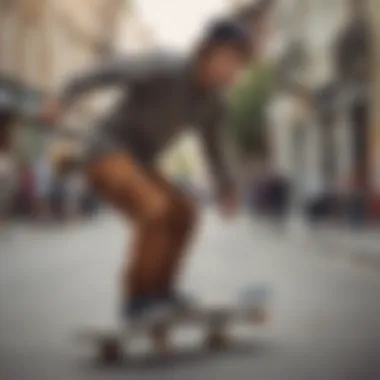 Skateboarder sporting unique street style attire