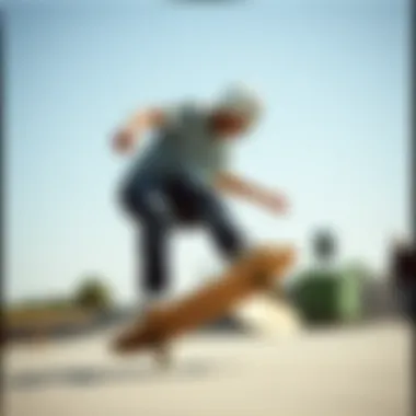 Embracing Unfinished Decks in Skateboarding Culture A skateboarder riding an unfinished deck, blending practicality with style.