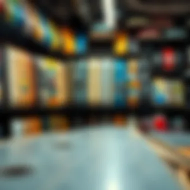 Diverse Selection of Unfinished Skateboard Decks Various types of unfinished skateboard decks displayed in a skate shop.