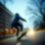 Nike windbreaker navy blue on skateboard