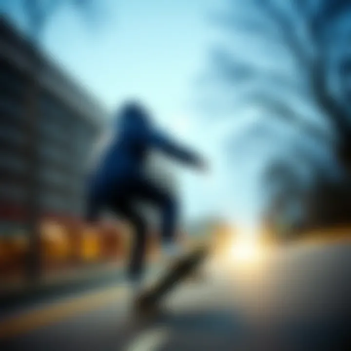 Nike Windbreaker in Action Nike windbreaker navy blue on skateboard