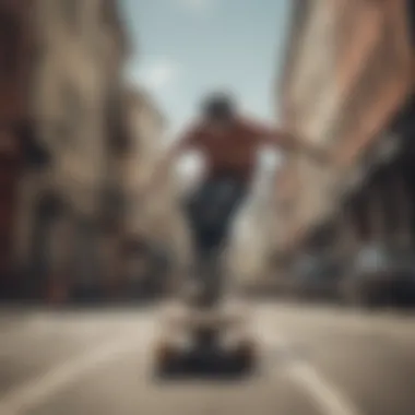 Skateboarder performing an ollie on a city street