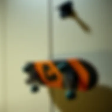 Skateboard Lock Rack Installation Installation process of a skateboard lock rack on a wall