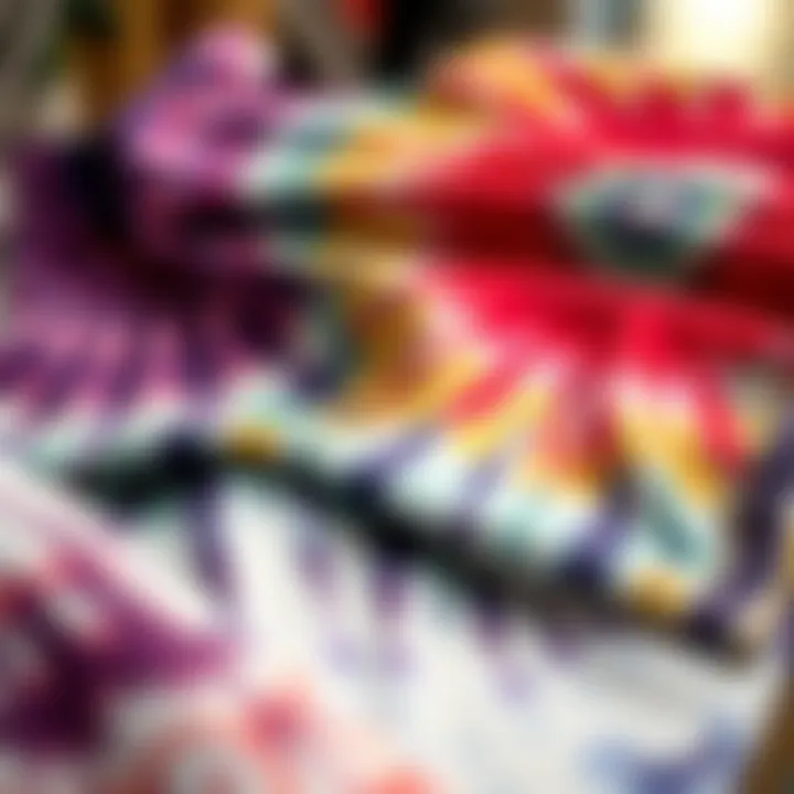 Creative tie dye techniques displayed on fabric