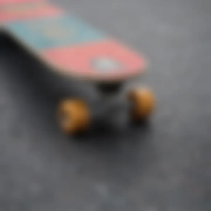 Close-up of skateboard deck with grip tape