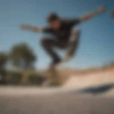 Skateboarder performing a trick in mid-air