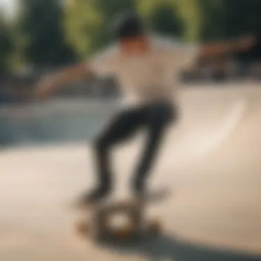 Skater practicing tricks at a skate park