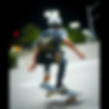 Tiny Backpacks in Action: The Skateboarding Lifestyle A skateboarder showcasing a tiny backpack while performing tricks