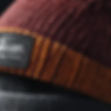 Close-up of a beanie with unique texture and fabric