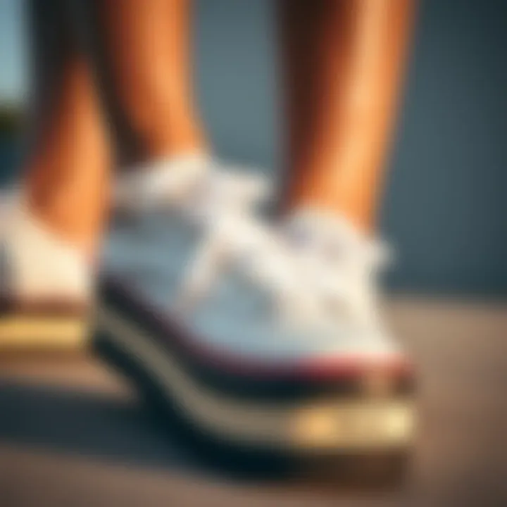 Close-up of Roxy Platform Shoes Design Details Close-up of Roxy platform shoes showcasing design details