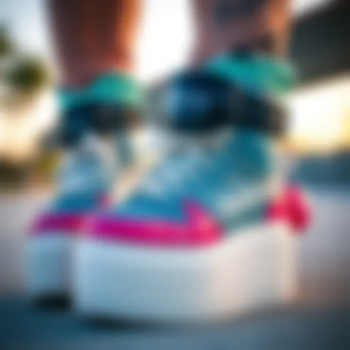 Roxy Platform Shoes with Skateboarding Gear Roxy platform shoes paired with skateboarding gear