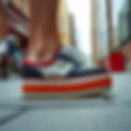 Vintage Roxy platform shoes in a stylish urban setting