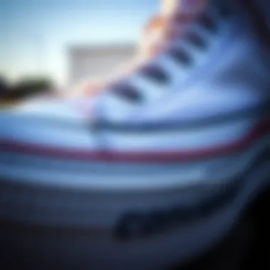 Close-up Texture and Material of White Platform Converse Close-up of the unique texture and materials used