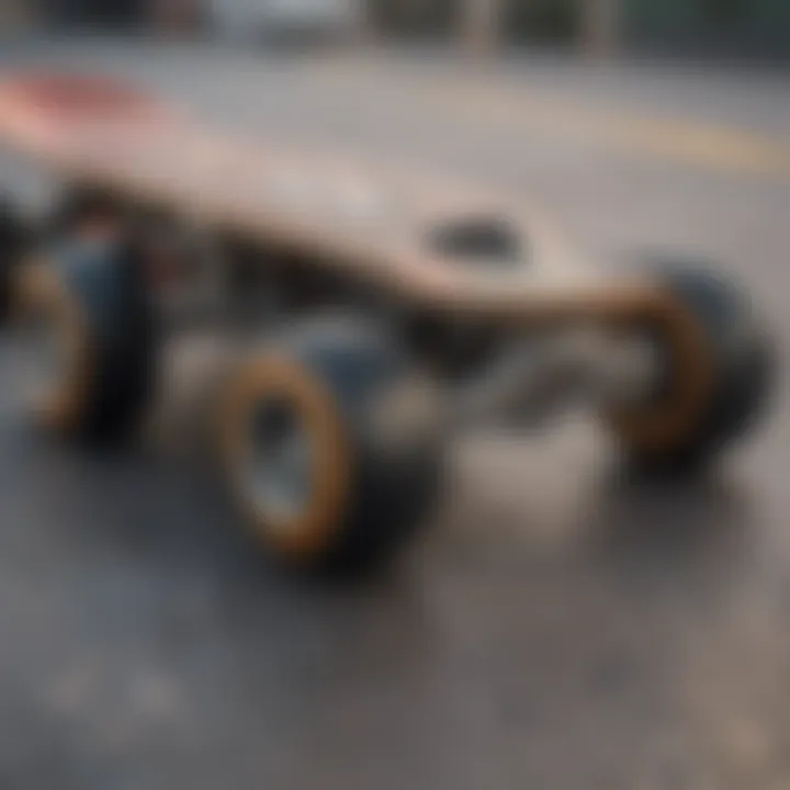 A close-up view of a micro skateboard showcasing its intricate design.