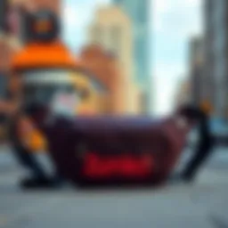 Stylish Zumiez fanny pack displayed against urban backdrop