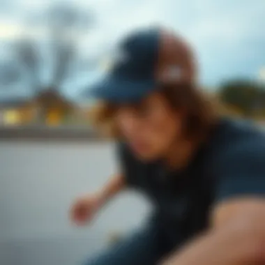 Skater wearing a dad hat while performing tricks
