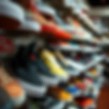 Diverse Selection of Skate Shoes Variety of skate shoes displayed on a shelf