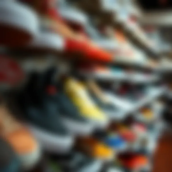 Diverse Selection of Skate Shoes Variety of skate shoes displayed on a shelf