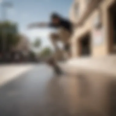 A skateboarder showcasing tricks in front of the Vans Outlet