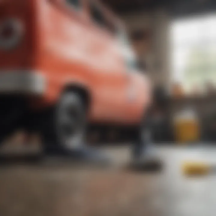 A well-maintained pair of Vans slip-ons alongside cleaning supplies.