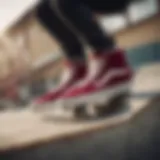 Velvet Vans High Tops on a skate ramp