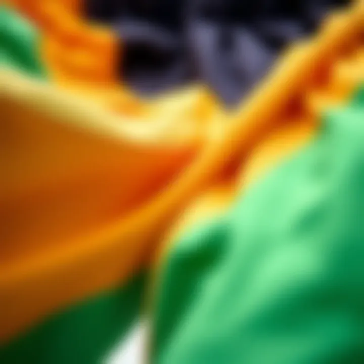 Innovative Materials in Active Wear Close-up of unique fabric textures used in multicolor shorts