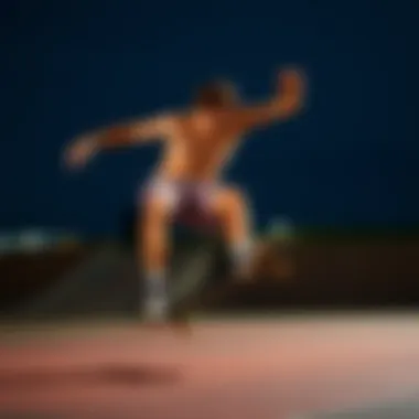 Performance Impact of Multicolor Shorts Skateboarder in multicolor shorts performing a trick