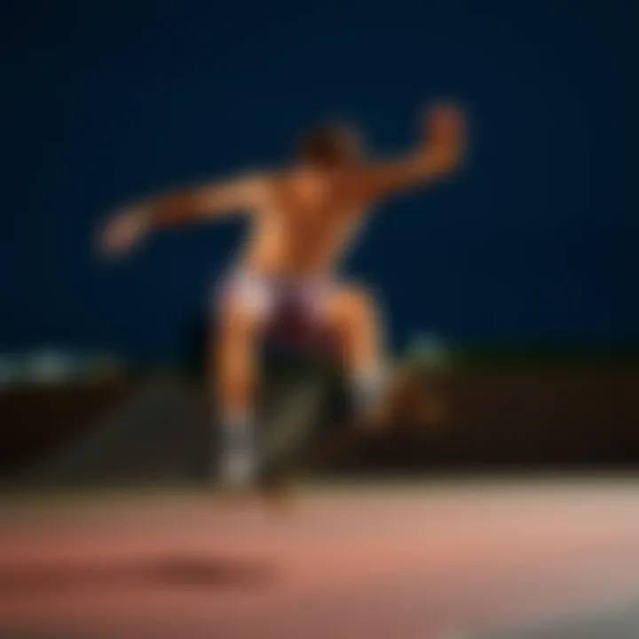 Performance Impact of Multicolor Shorts Skateboarder in multicolor shorts performing a trick