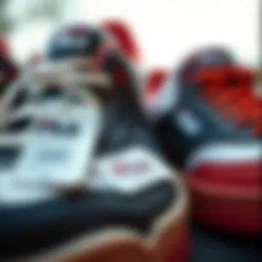 Authenticity and Pricing of Fila Shoes A close-up of Fila shoes with price tags and authenticity labels