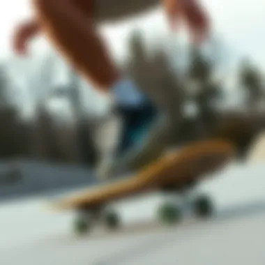 Skateboarding with Fallen Jamie Thomas Footwear Skateboarder performing tricks while wearing Fallen Jamie Thomas shoes