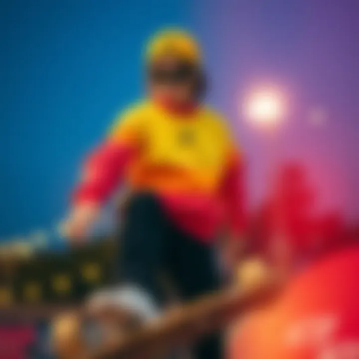 Vibrant Sweatshirt for Skateboarding Enthusiasts Stylish skateboarder in vibrant sweatshirt