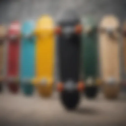 Diverse skateboard types displayed