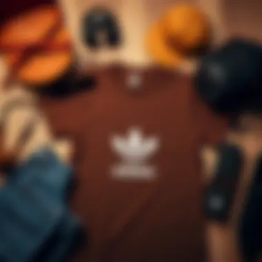 Personal Expression through Accessories A stylized flat lay of accessories paired with a dark brown graphic tee, emphasizing personal expression