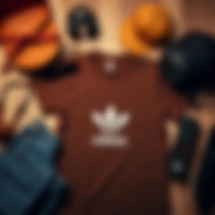 Personal Expression through Accessories A stylized flat lay of accessories paired with a dark brown graphic tee, emphasizing personal expression