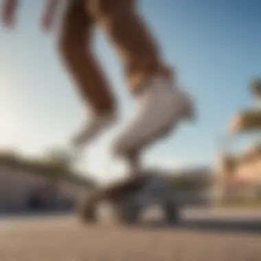 Skateboarder performing a trick while wearing Globe CT IV shoes