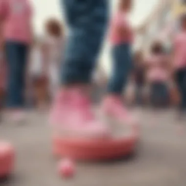 Group of skateboarders wearing bubble gum pink Nikes