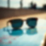 Hendrix Sunglasses on Skateboard Deck A pair of Hendrix sunglasses resting on a skateboard deck