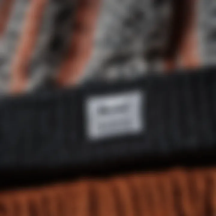 Close-up of Herschel beanie showcasing intricate knit patterns