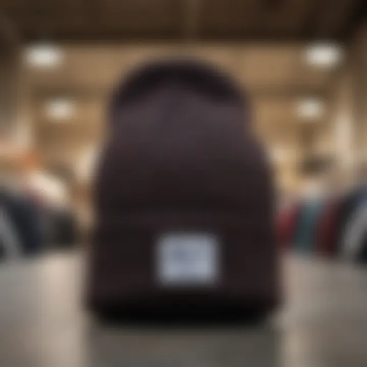 Different styles of Herschel beanies arranged aesthetically