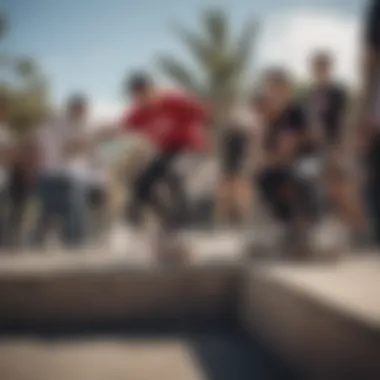 Group of skaters discussing techniques while wearing hi tops