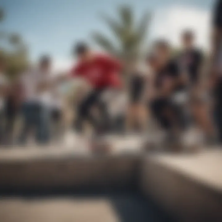 Group of skaters discussing techniques while wearing hi tops