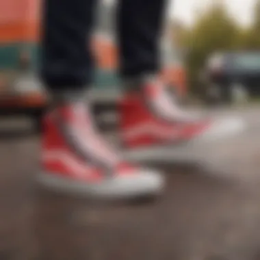 Skater in a vibrant setting wearing Vans hi tops